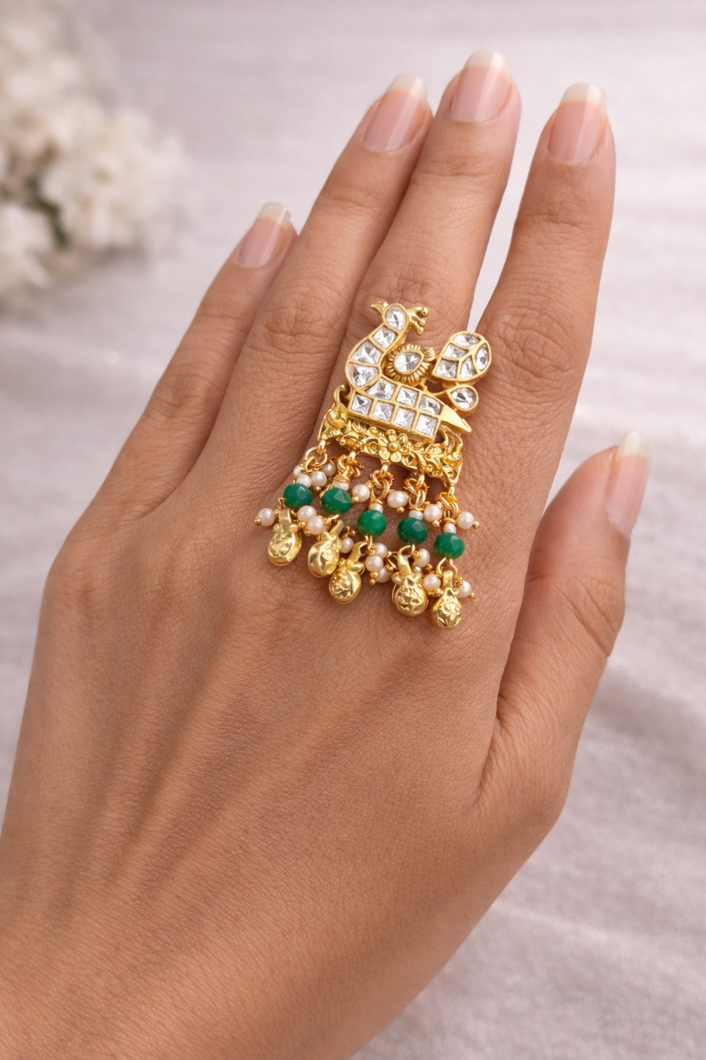 Peacock Ghungroo Statement Ring