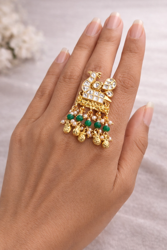 Peacock Ghungroo Statement Ring